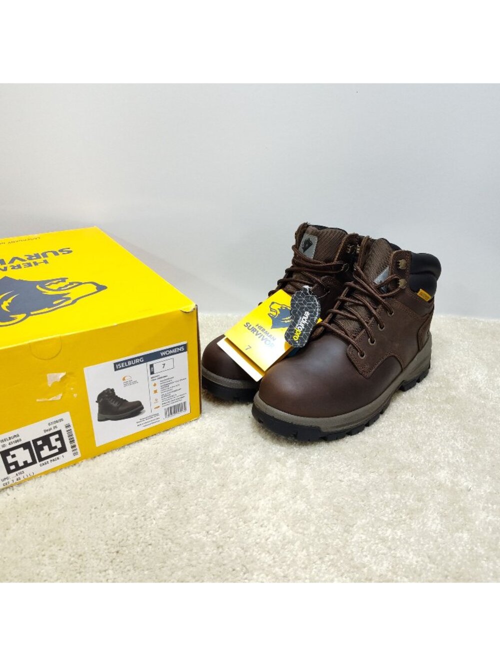Herman Survivors Womens US 7 Iselburg Brown Steel Toe Waterproof Work Boots NIB